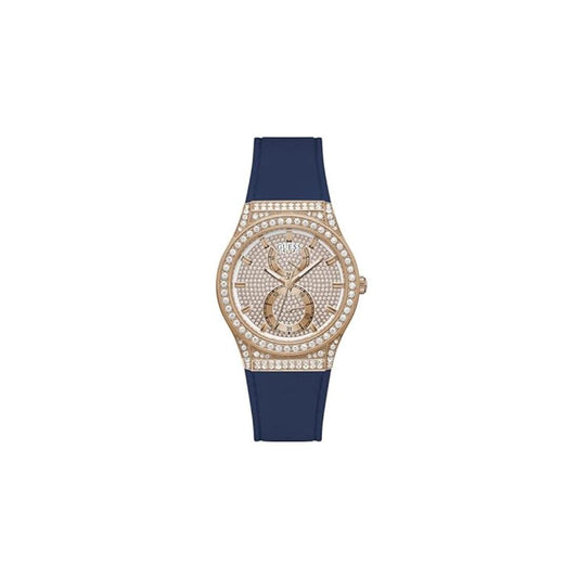 Guess Ladies Blue 39 mm Rose Gold Dial Multi-function Watch - GW0439L4