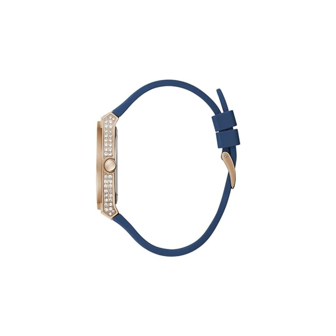 Guess Ladies Blue 39 mm Rose Gold Dial Multi function Watch GW0439L4