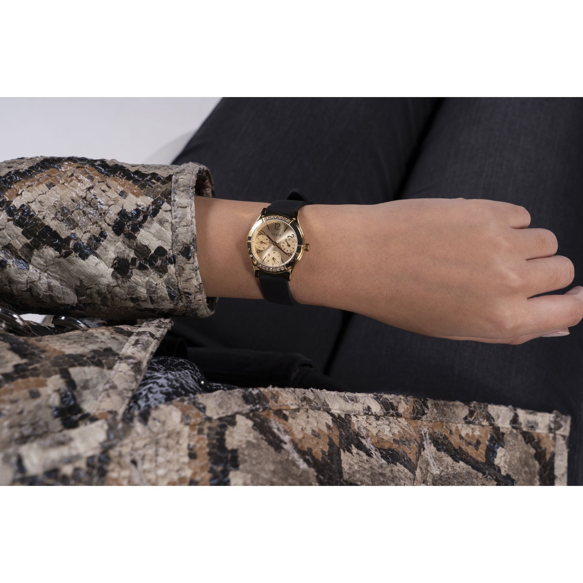 Guess Sport 29 mm Gold Dial Women Chrono Watch GW0451L1