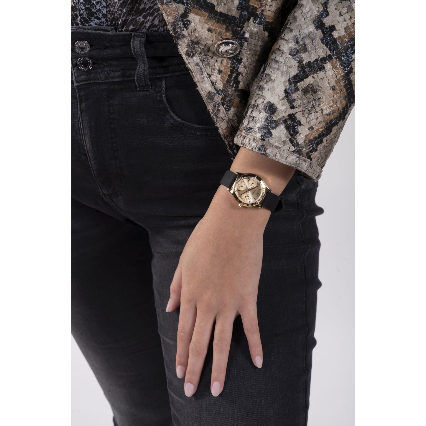 Guess Sport 29 mm Gold Dial Women Chrono  Watch- GW0451L1