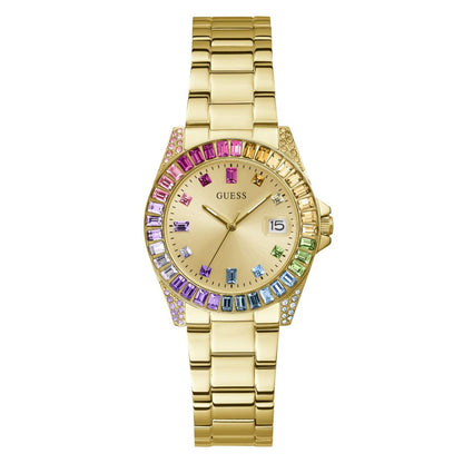 Guess Opaline 34 mm Size Gold Dial Women Analog Watch - GW0475L3