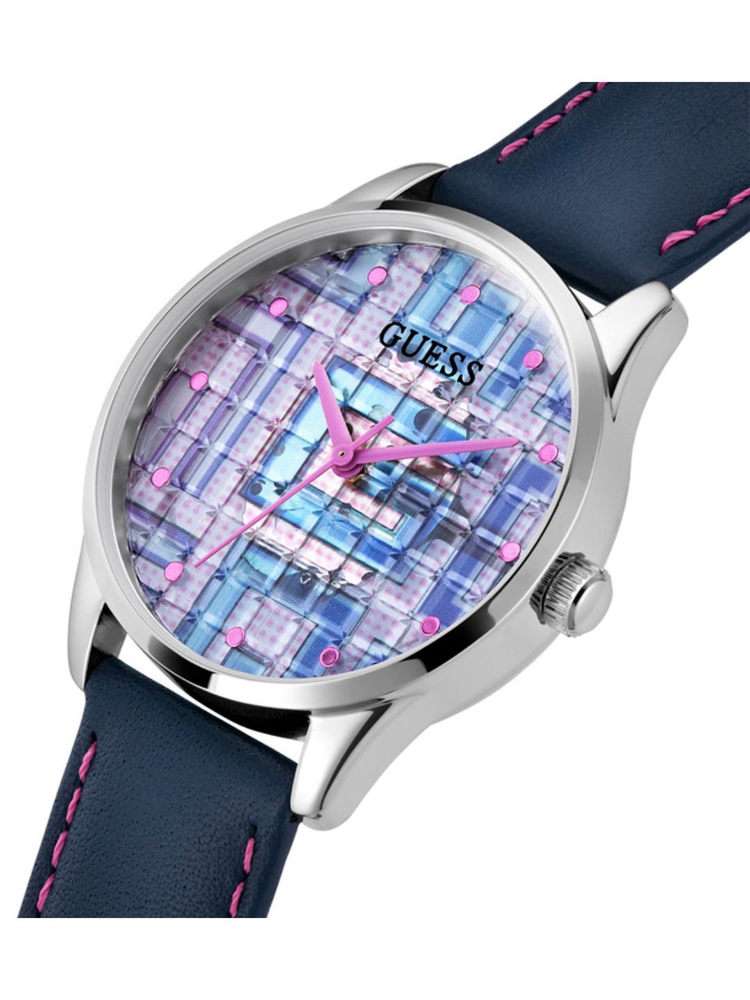 Guess CLEARLY G BLOCK Women Iridescent Round Dial Analog Watch GW0480L1