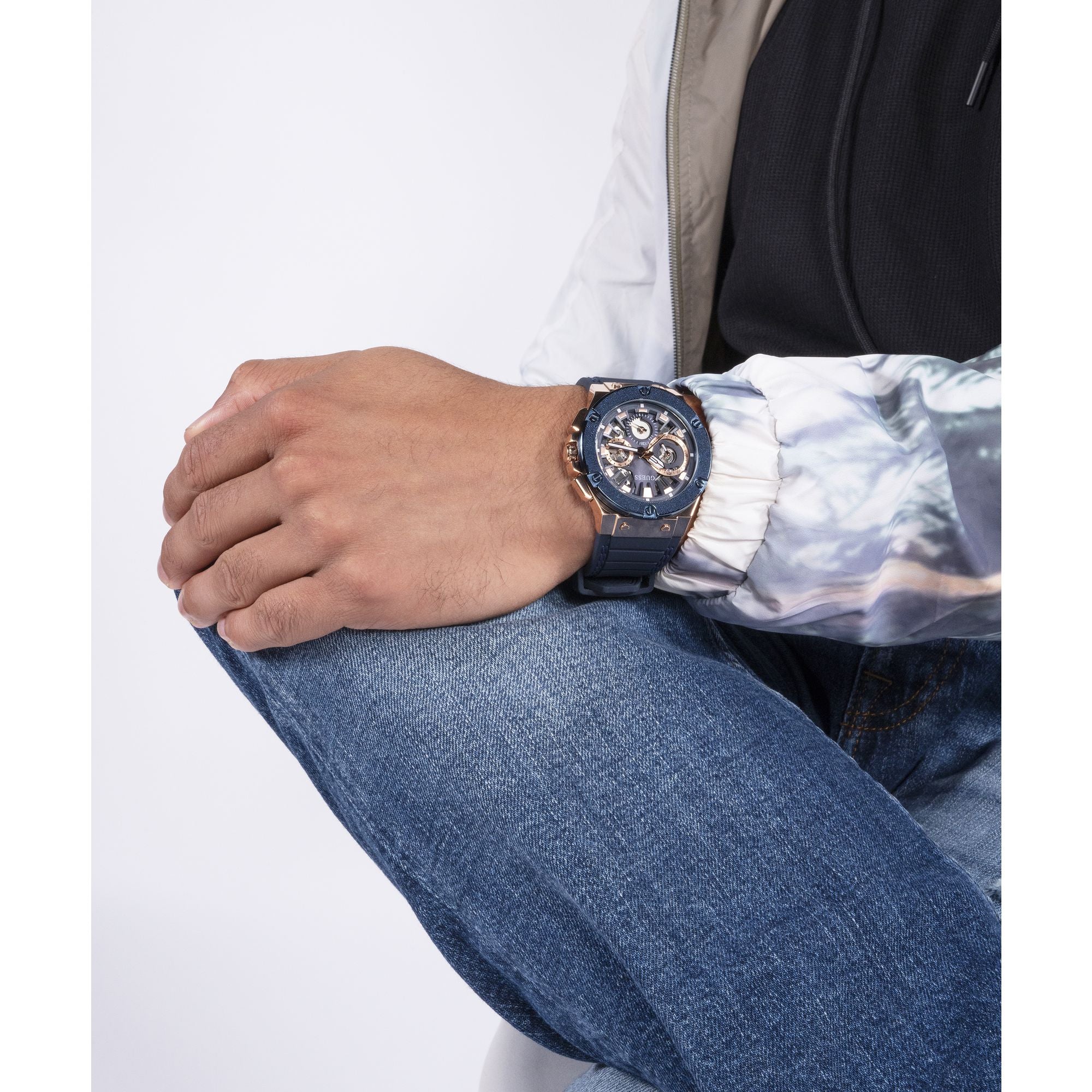 Guess Mens 44 mm Navy Multi-function Watch GW0487G4
