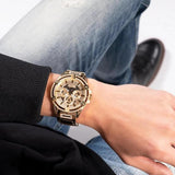 Guess Men 48 mm Gold Dial Multi Function Analog Watch GW0497G2