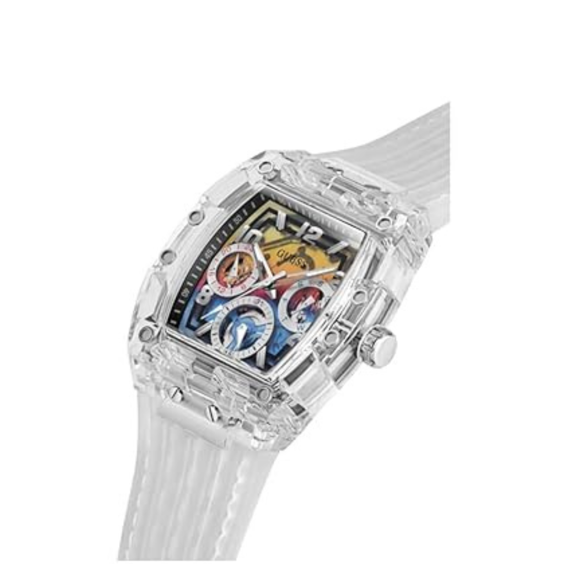 Guess Men 44 mm Quartz Multi-function Analog Black Dial Silicone Strap Watch GW0499G3