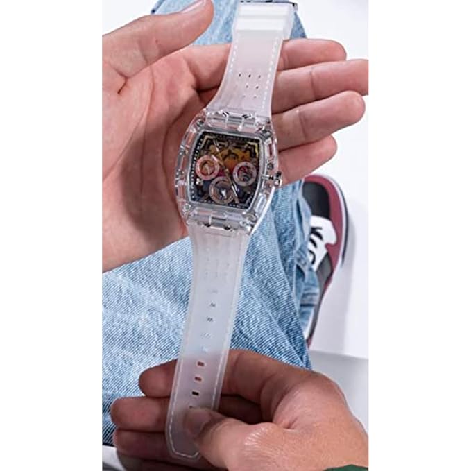 Guess Men 44 mm Quartz Multi-function Analog Black Dial Silicone Strap Watch GW0499G3
