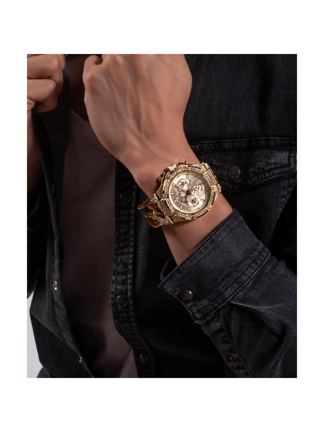 Guess Trend Men 46 mm Gold Dial Chrono Watch GW0517G2