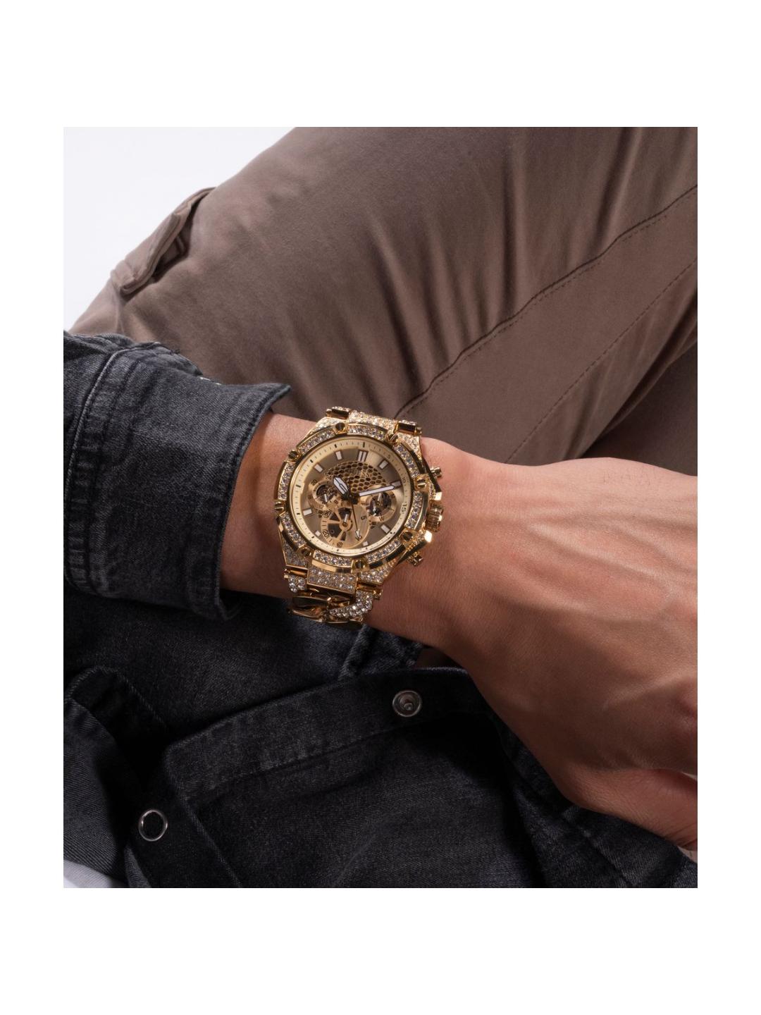 Guess Trend Men 46 mm Gold Dial Chrono Watch GW0517G2