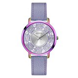 Guess Women 40 mm Quartz Analog Silver Dial Purple Leather Strap Watch GW0529L4