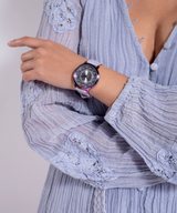 Guess Women 40 mm Quartz Analog Silver Dial Purple Leather Strap Watch GW0529L4