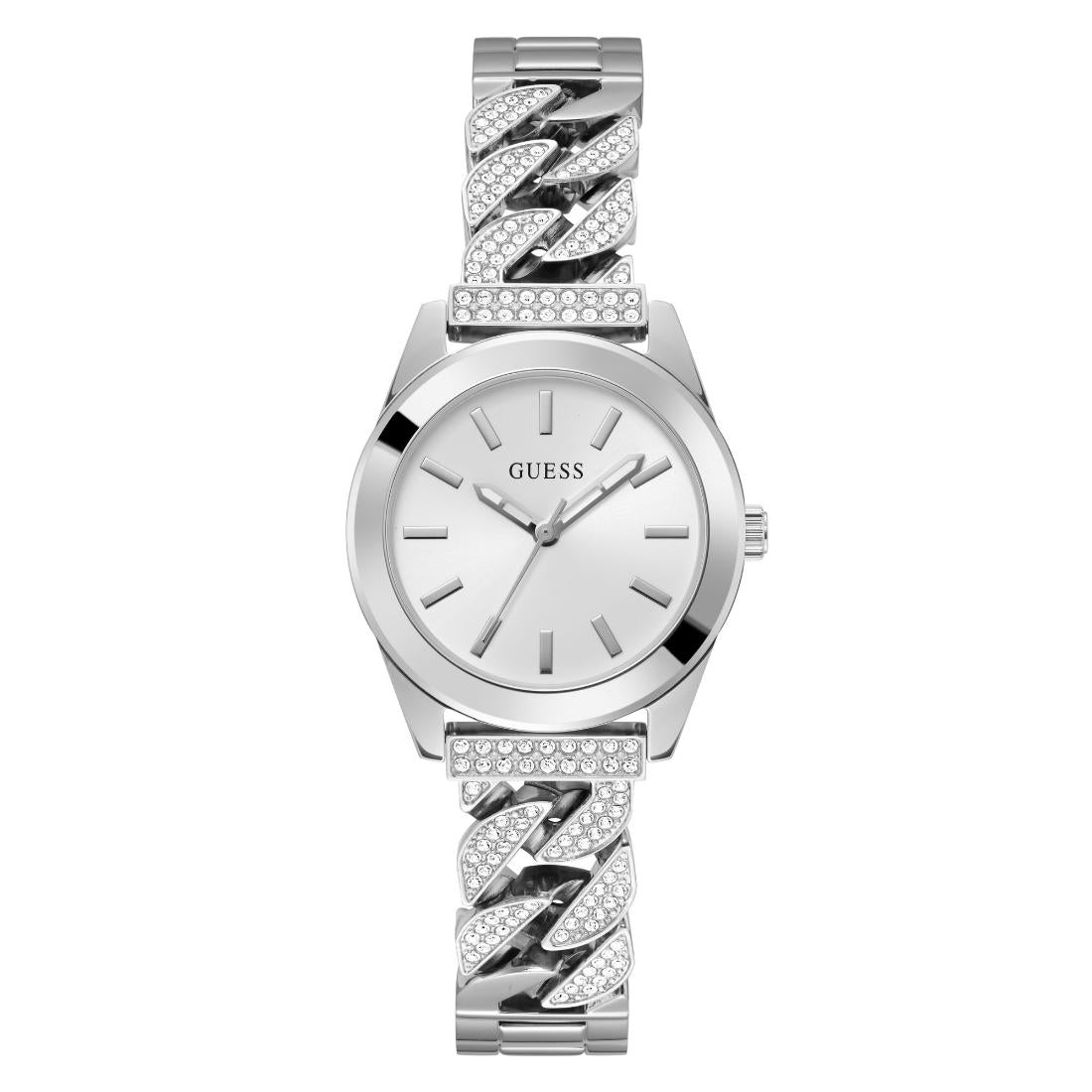 Guess Bejeweled 32 mm Size Silver Dial Women Analog Watch - GW0546L1