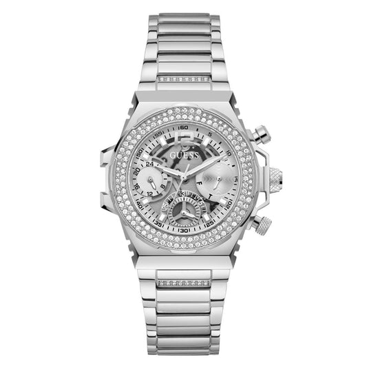 Guess Sport 36 mm Silver Dial Women Chronograph Watch- GW0552L1