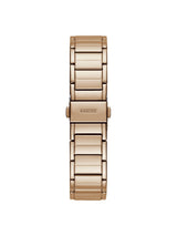 Gold watch with a visible brand logo on a white background