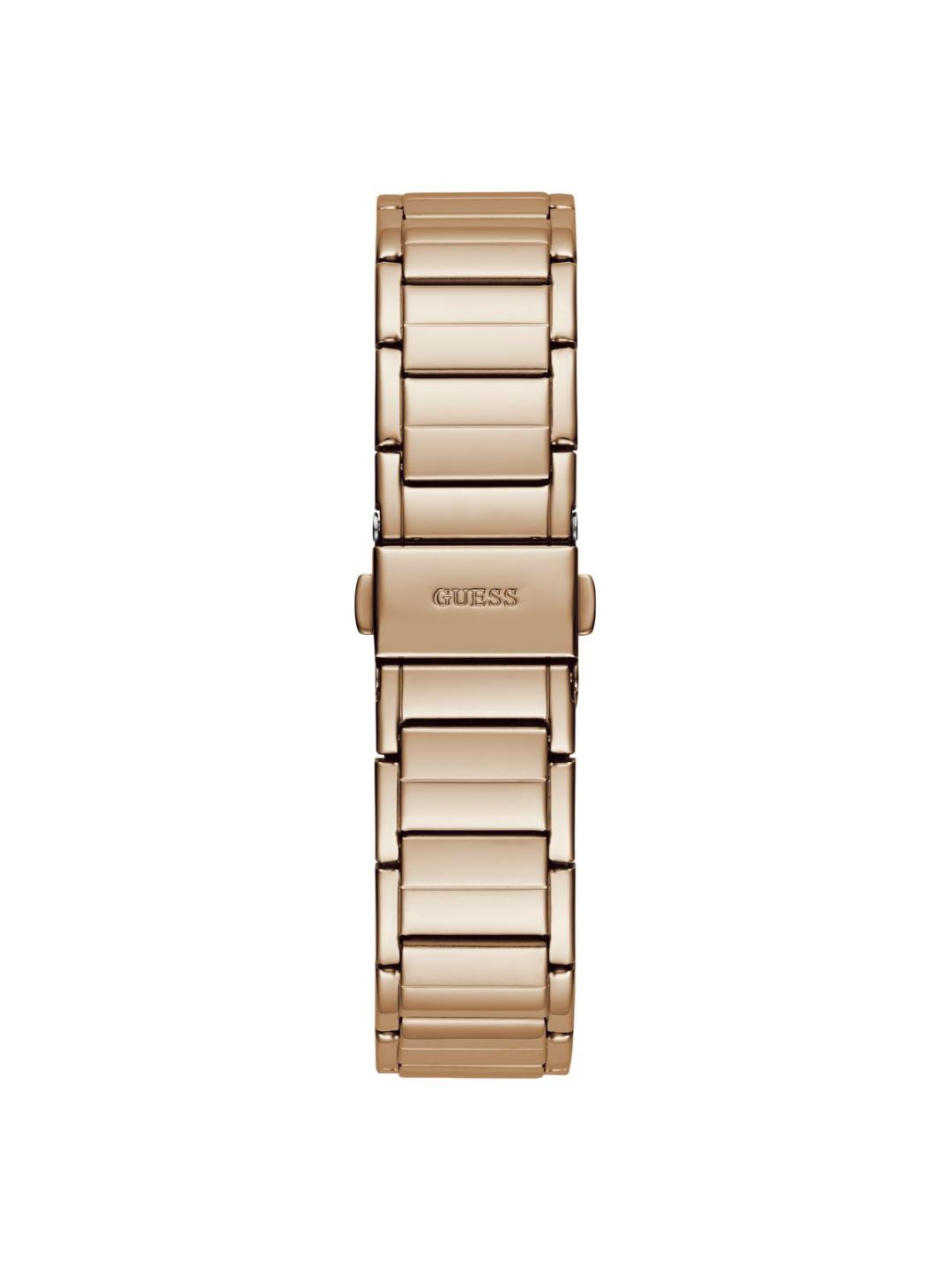 Gold watch with a visible brand logo on a white background
