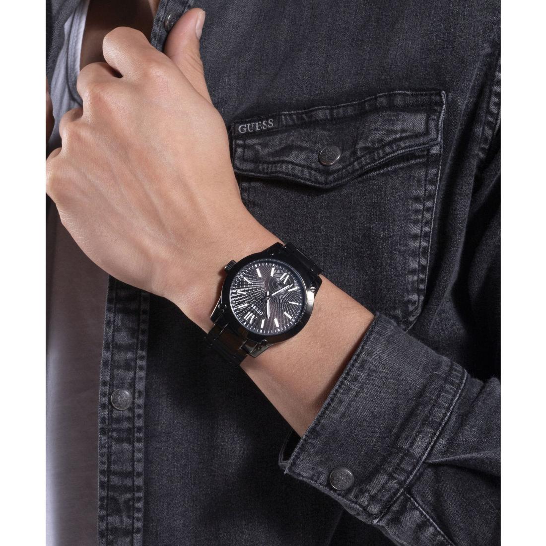 Guess CRESCENT Men Black Round Dial Analog Watch GW0574G3