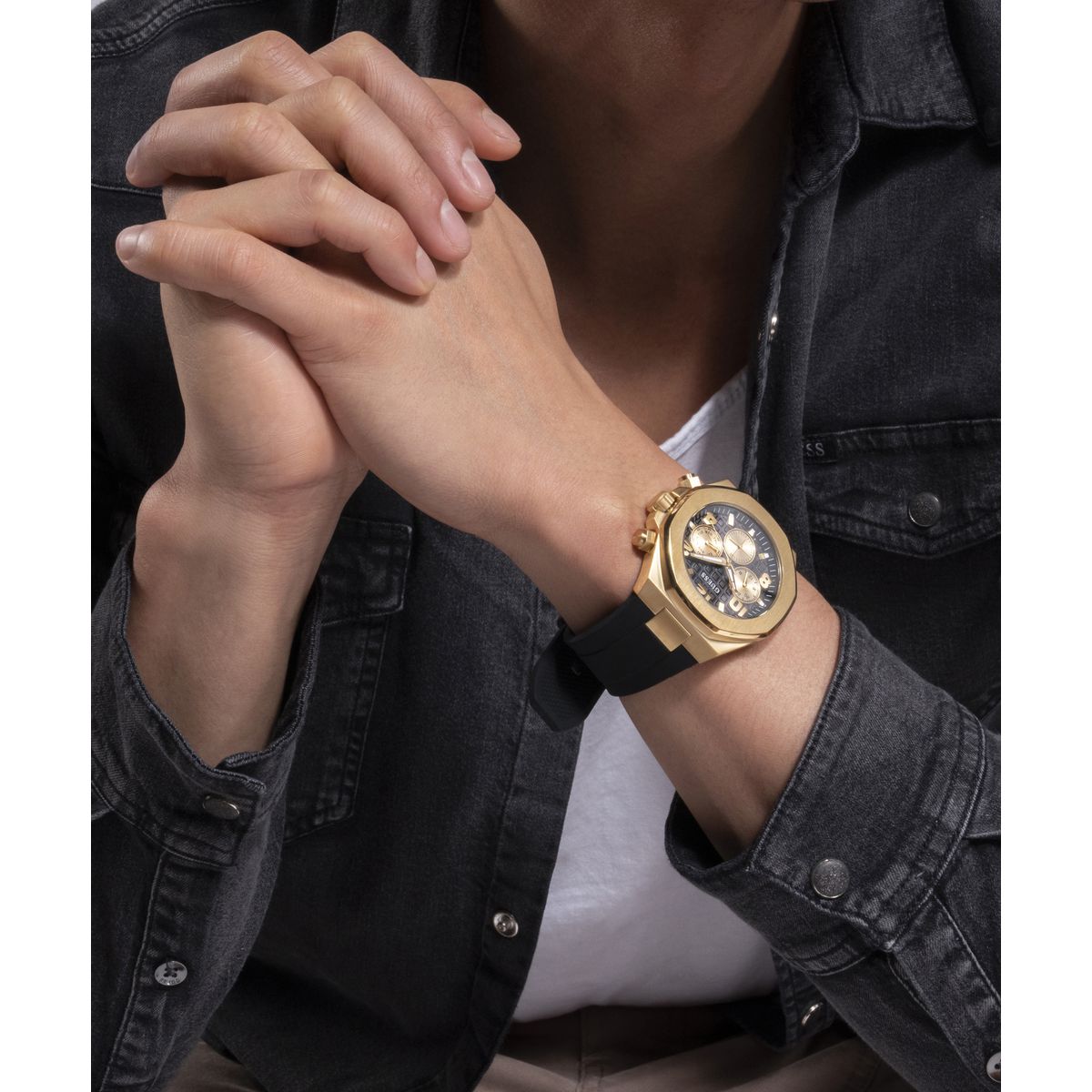 Guess Sport Men 46 mm Black Dial Analog Watch GW0583G2
