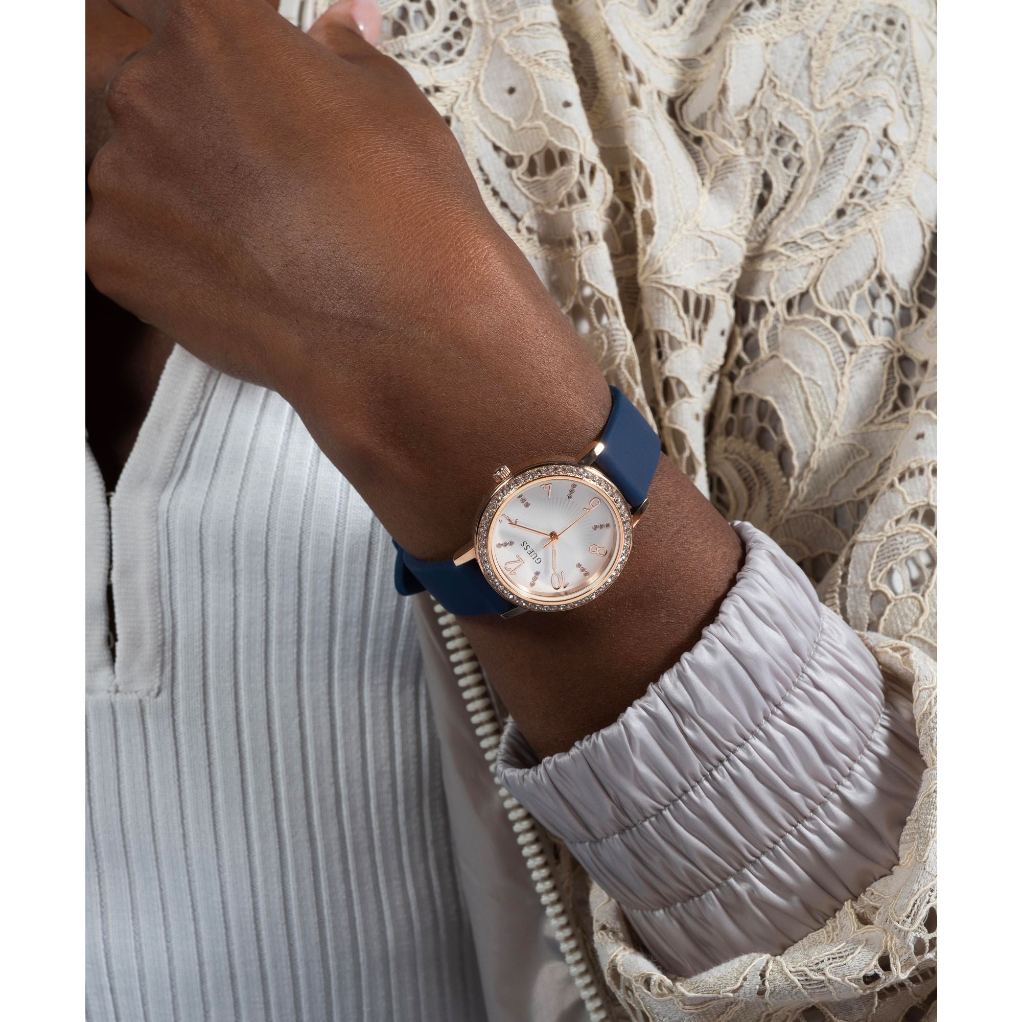 Guess GD Tri Luxe 32 mm White Dial Women Analog Watch GW0591L1