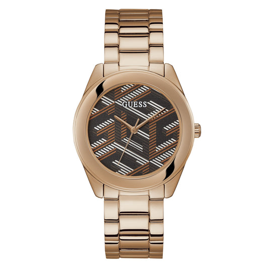 Guess Cubed 40 mm Brown Dial Women Analog Watch- GW0607L3