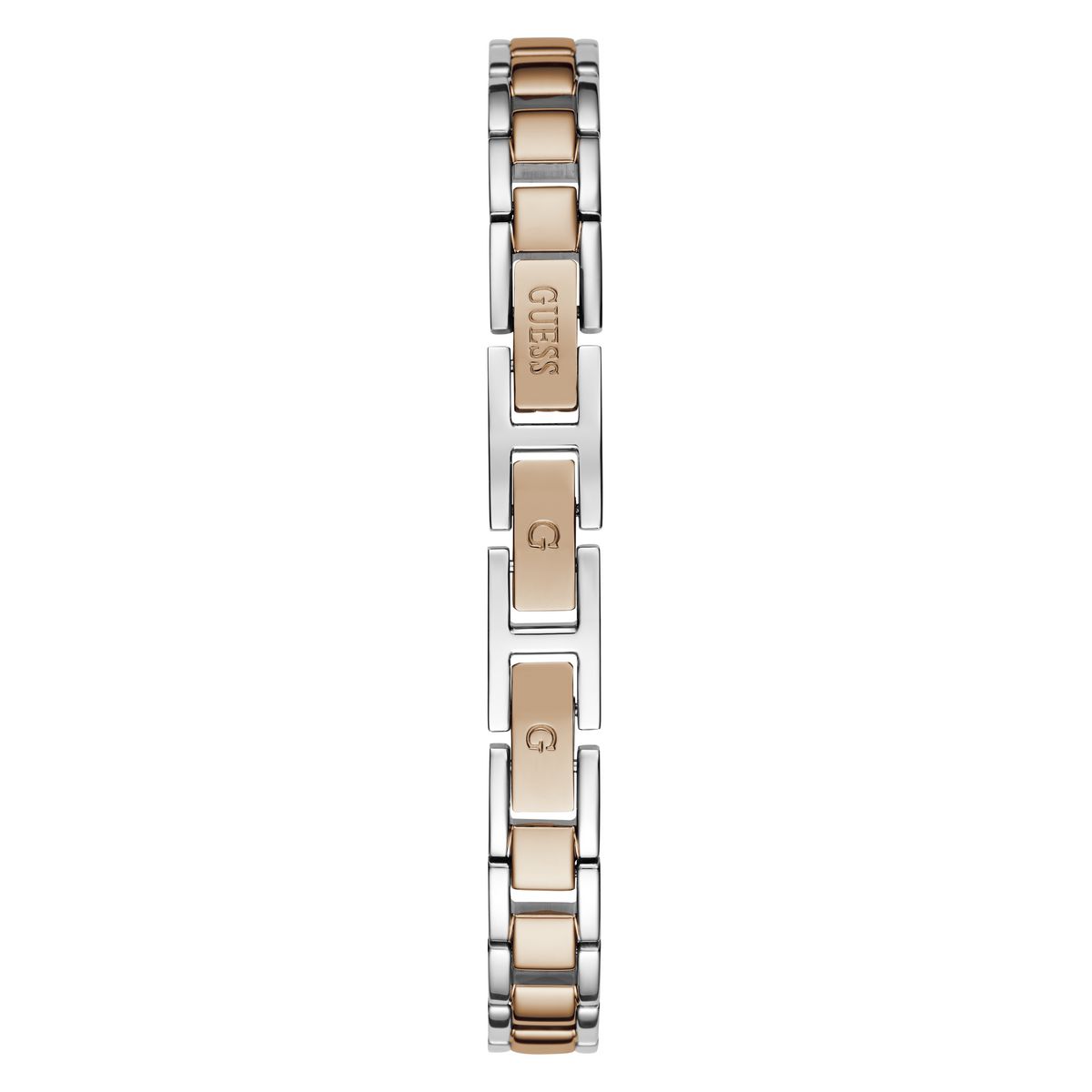 Two-tone bracelet with 'Guess' branding on a white background