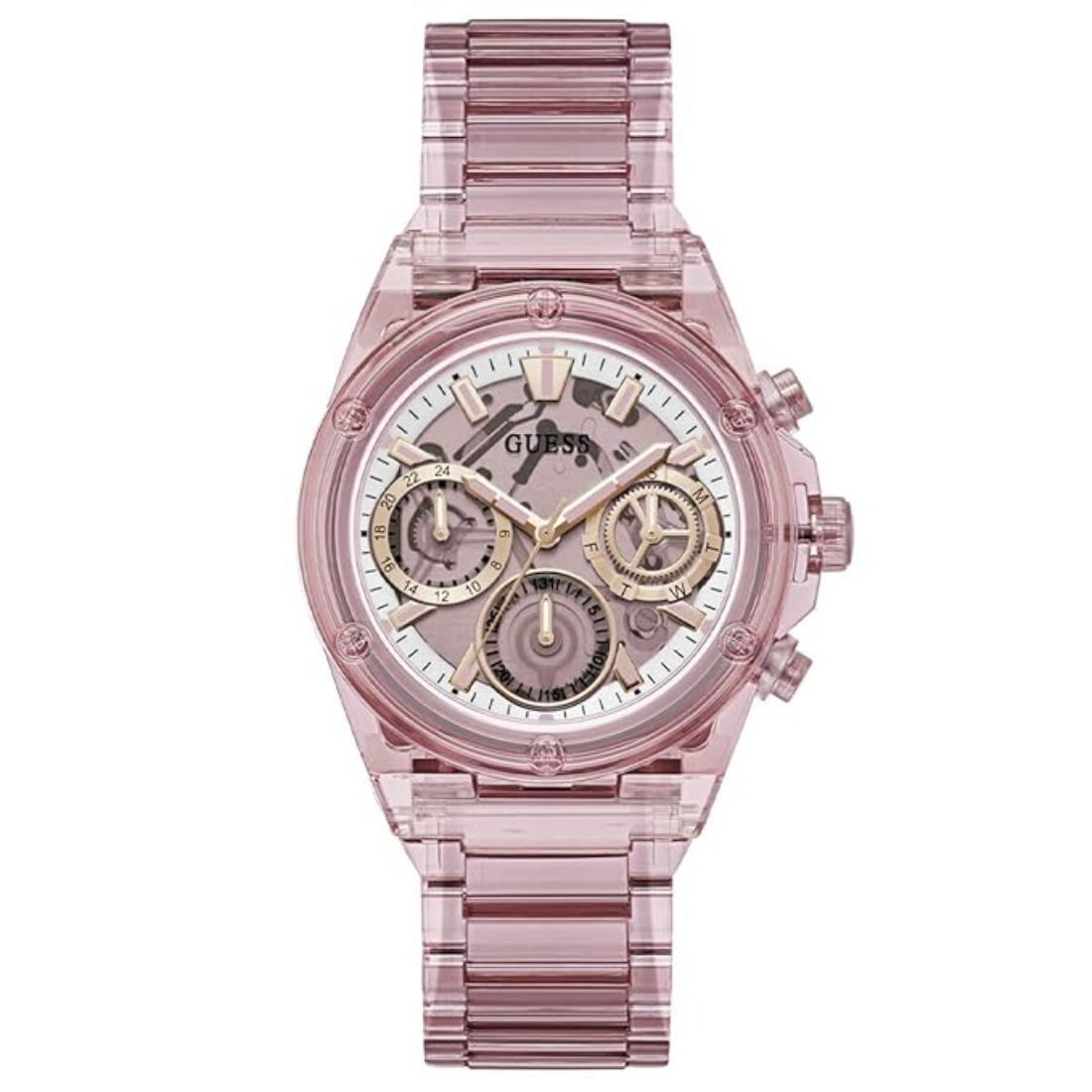 Guess Sport 39 mm Pink Dial Women Chronograph Watch GW0650L4