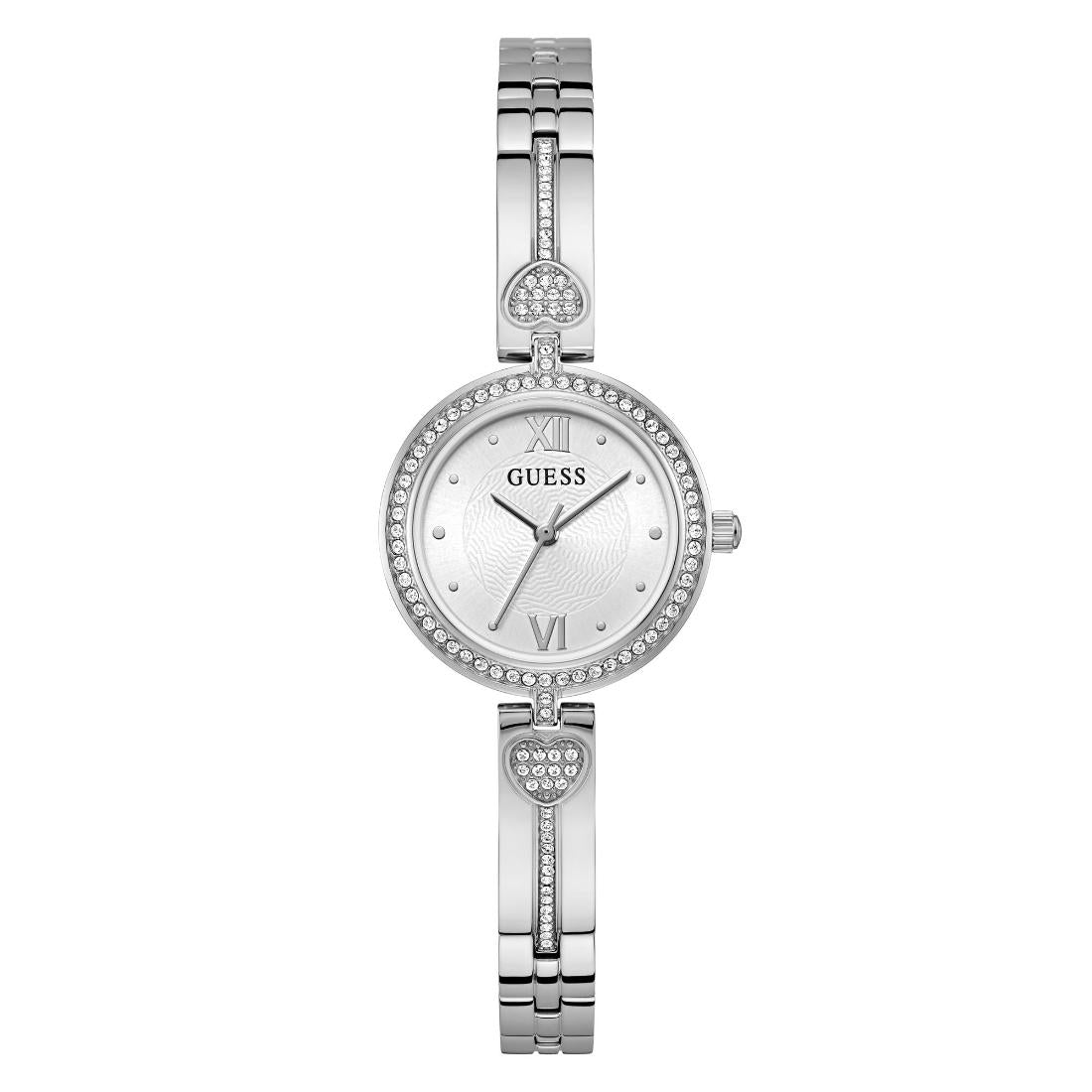 Guess Bejeweled 27 mm White Dial Women Analog Watch GW0655L1