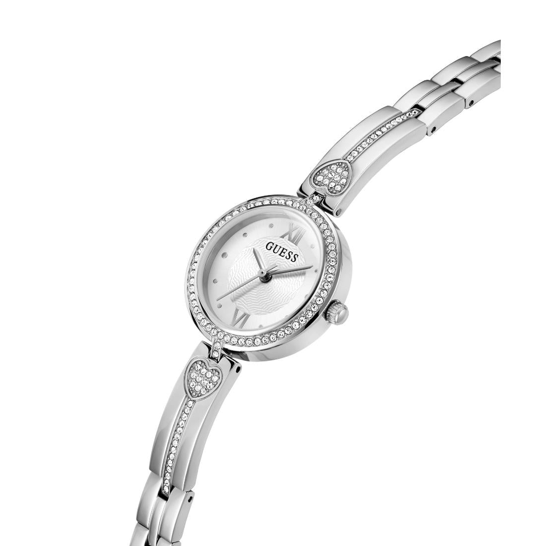 Guess Bejeweled 27 mm White Dial Women Analog Watch GW0655L1