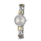 Two-tone watch with silver and gold accents on a white background