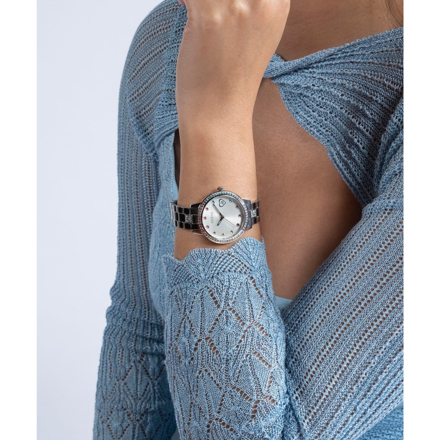 Guess Ladies 34 mm Silver Tone Date Watch GW0657L1