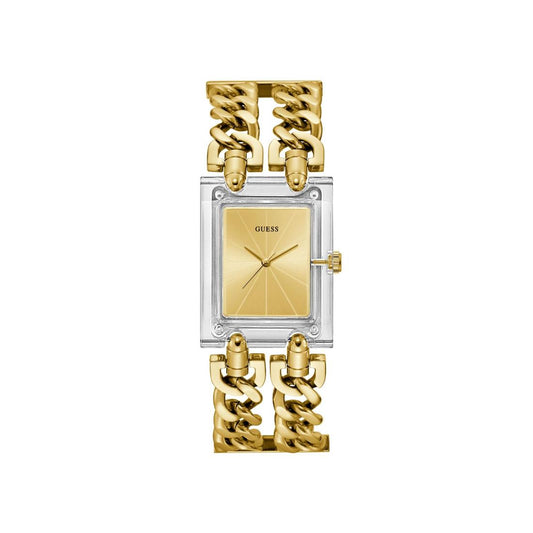 Guess Women 29 mm Size Champagne Dial Rectangle Analog Watch - GW0669L1