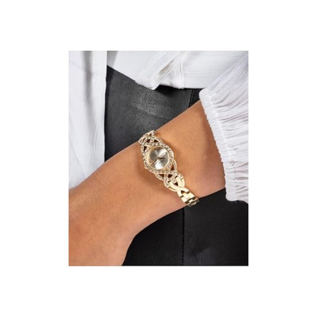 Guess Women's Gold Tone G Link Silver Tone Dial 23mm Watch GW0682L2