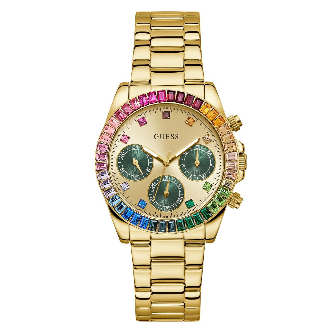 GUESS Halo Gold Tone Round Dial Analog Women's Watch - GW0690L4