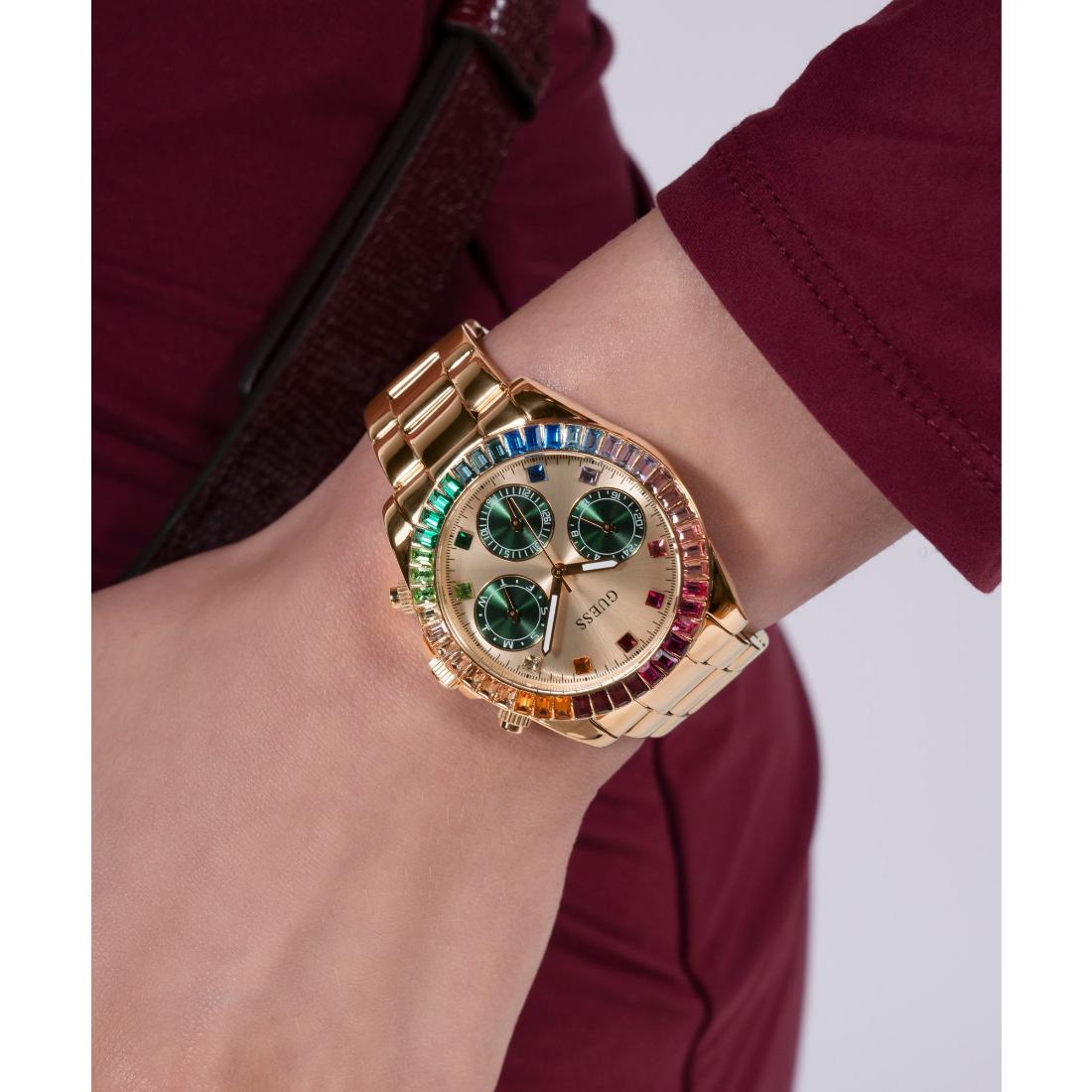 Guess Halo Gold Tone Round Dial Analog Women's Watch GW0690L4