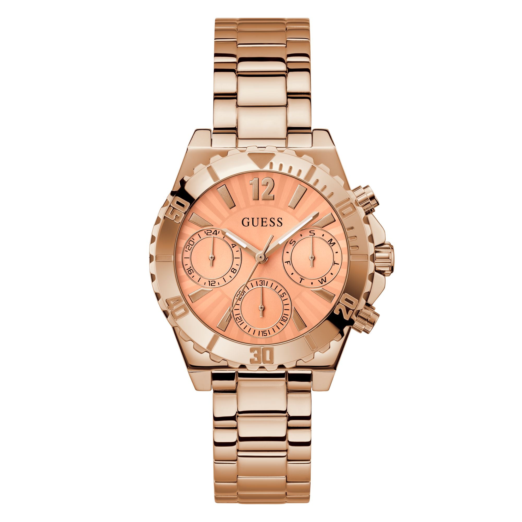 Guess Sport 38 mm Rose Gold Dial Women Chrono Watch GW0696L3