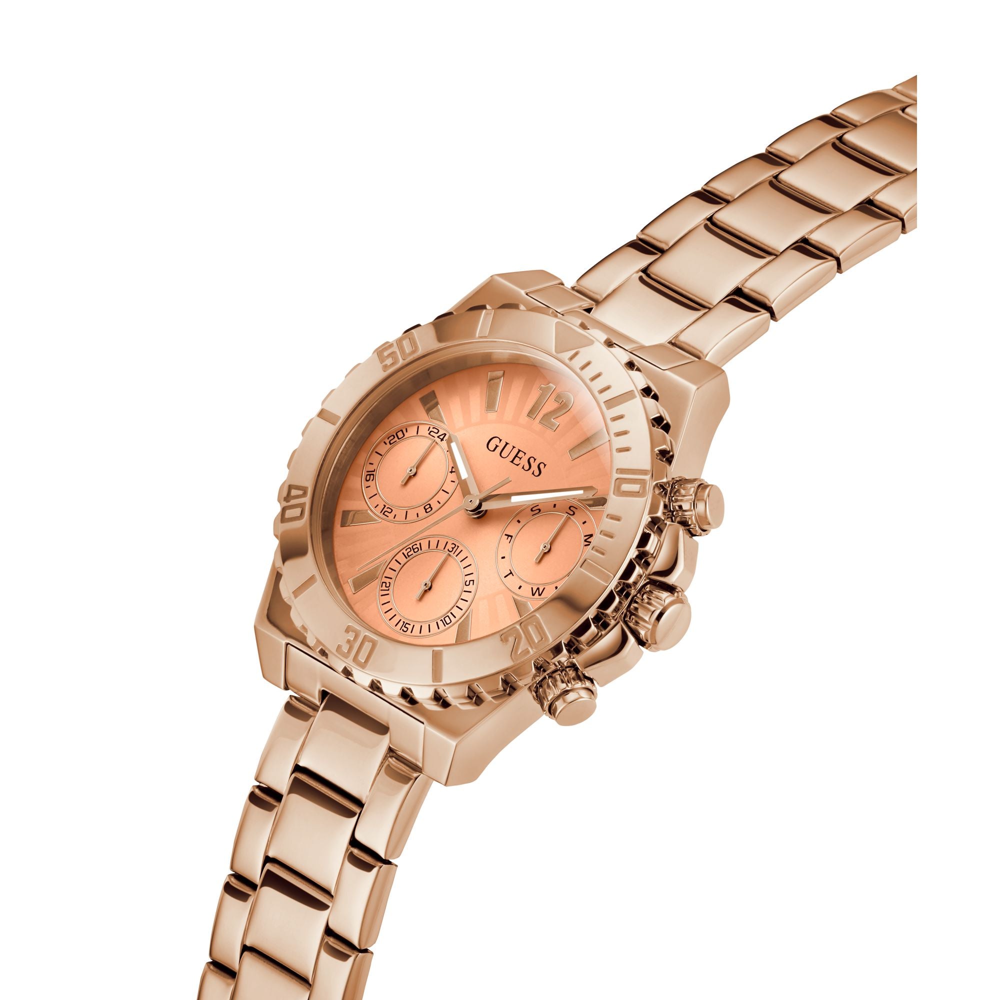 Guess Sport 38 mm Rose Gold Dial Women Chrono Watch GW0696L3