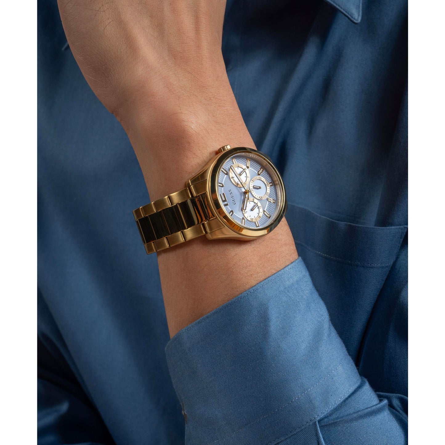 Guess Dress 42 mm Blue Dial Men Chrono  Watch- GW0707G2