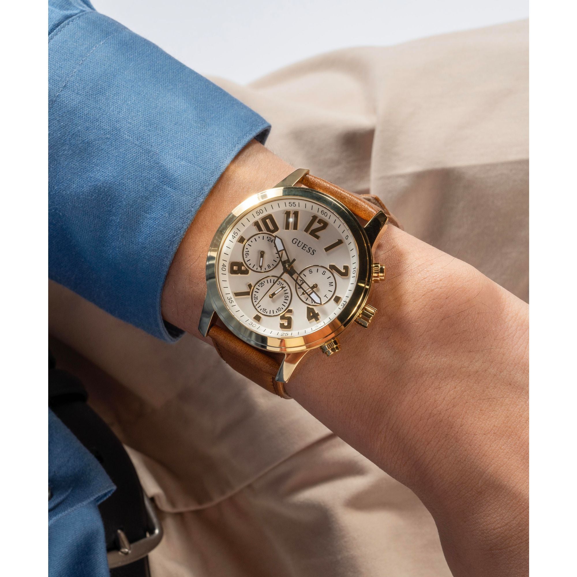 Guess Sport 44 mm White Dial Men Chrono Watch GW0709G2