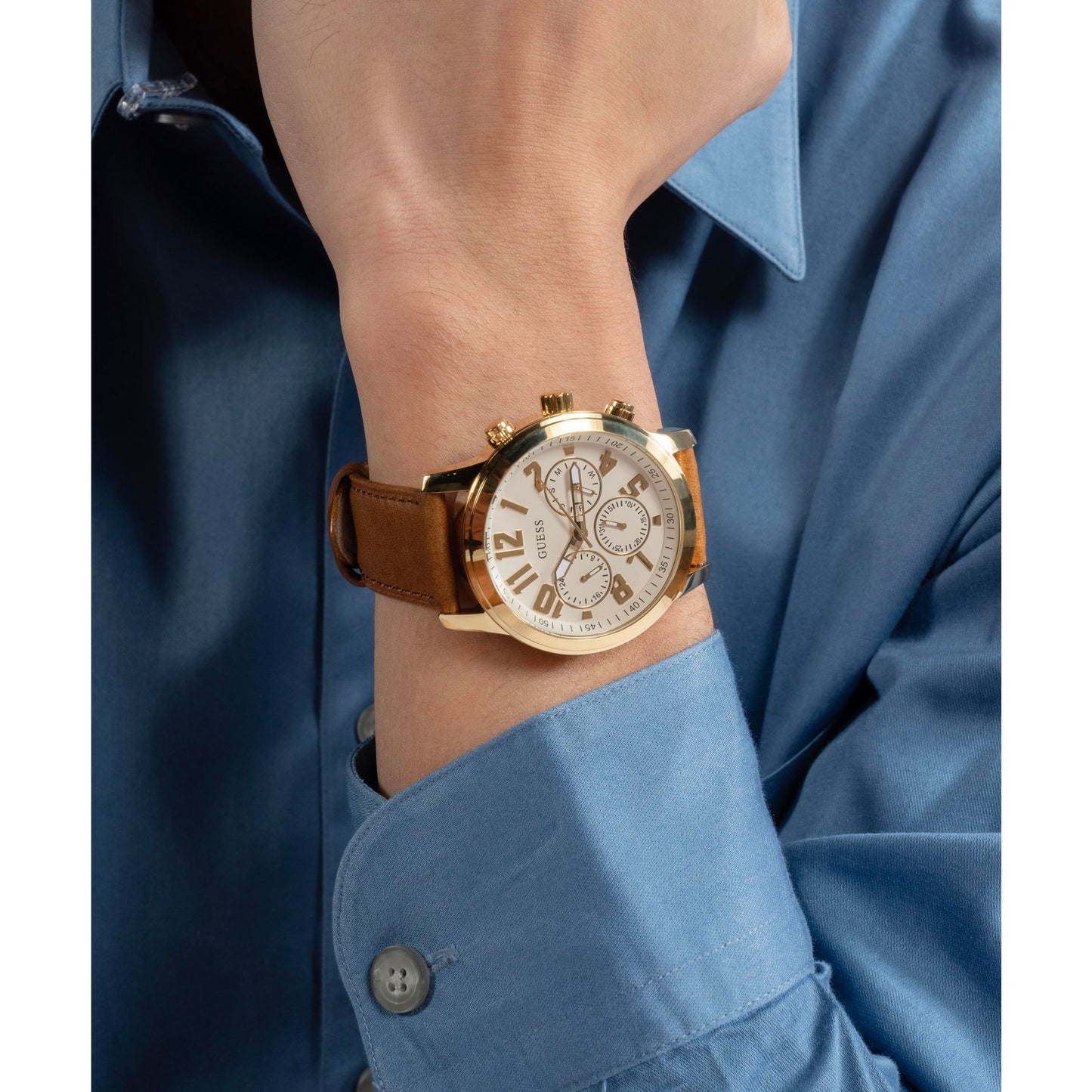 Guess Sport 44 mm White Dial Men Chrono Watch- GW0709G2