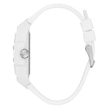 White smartwatch with a strap on a white background