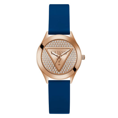 GUESS Glitz Plaque Rose Gold Round Dial Analog Women's Watch - GW0745L4