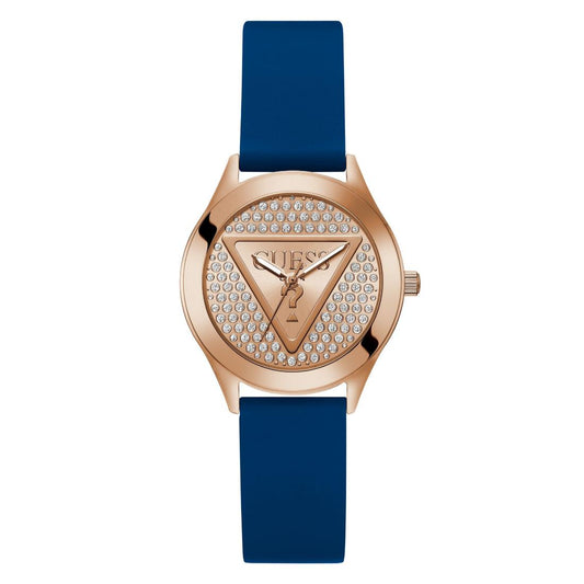 GUESS Glitz Plaque Rose Gold Round Dial Analog Women's Watch - GW0745L4