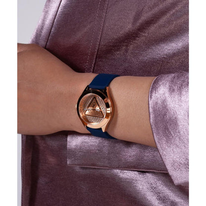 GUESS Glitz Plaque Rose Gold Round Dial Analog Women's Watch - GW0745L4