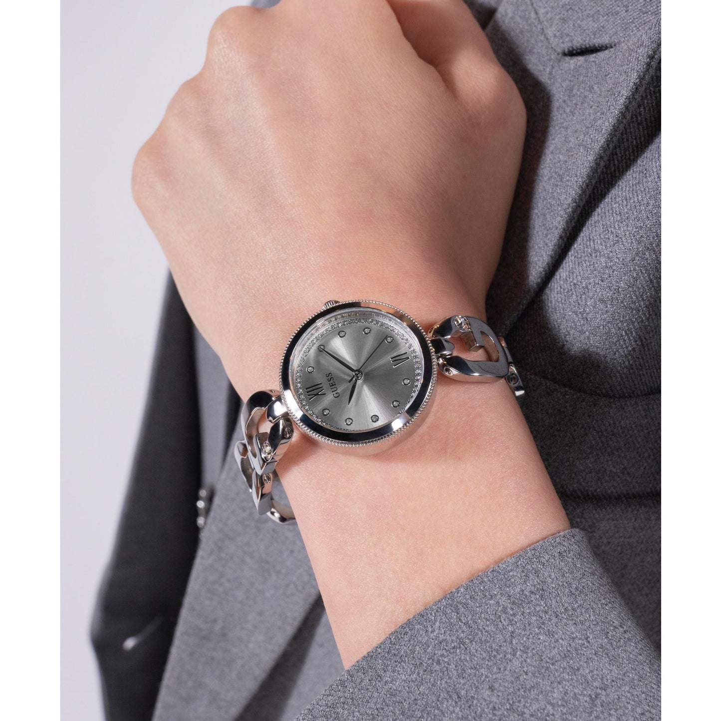 Guess Bejeweled 30 mm Silver Dial Women Analog Watch GW0759L1