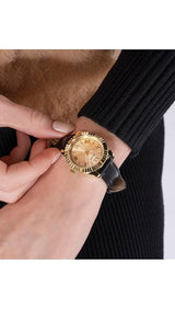 Guess Round 30 mm Champagne Dial Analog Women Watch GW0761L1