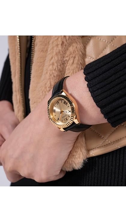 Guess Round 30 mm Champagne Dial Analog Women Watch GW0761L1