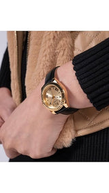 Guess Round 30 mm Champagne Dial Analog Women Watch GW0761L1