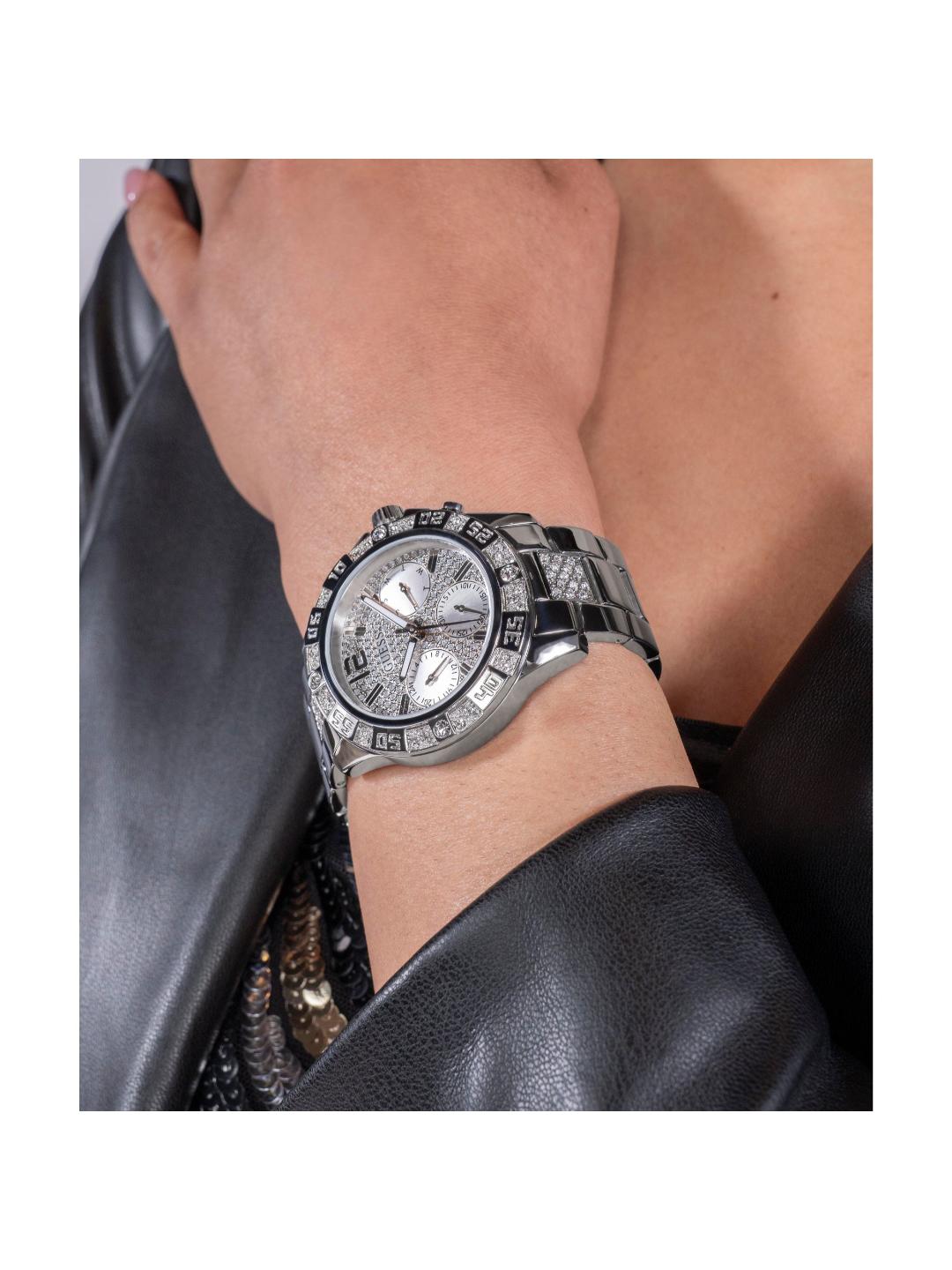 Guess Sport Women 40 mm Silver-Tone Dial Chrono Watch GW0771L1