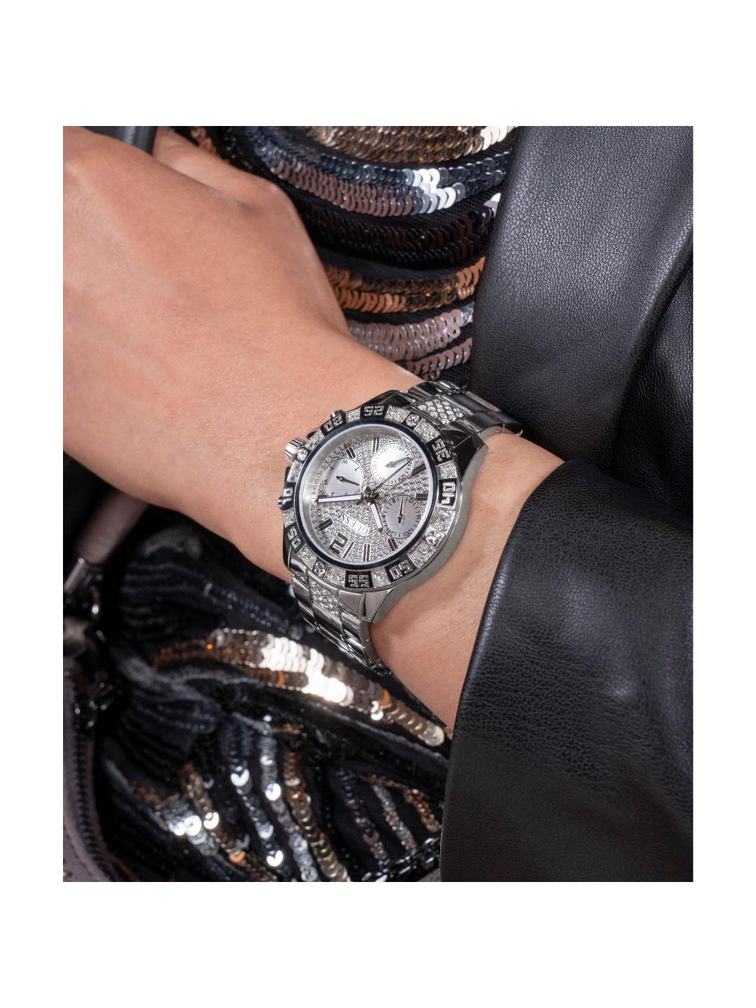 Guess Sport Women 40 mm Silver-Tone Dial Chrono Watch GW0771L1