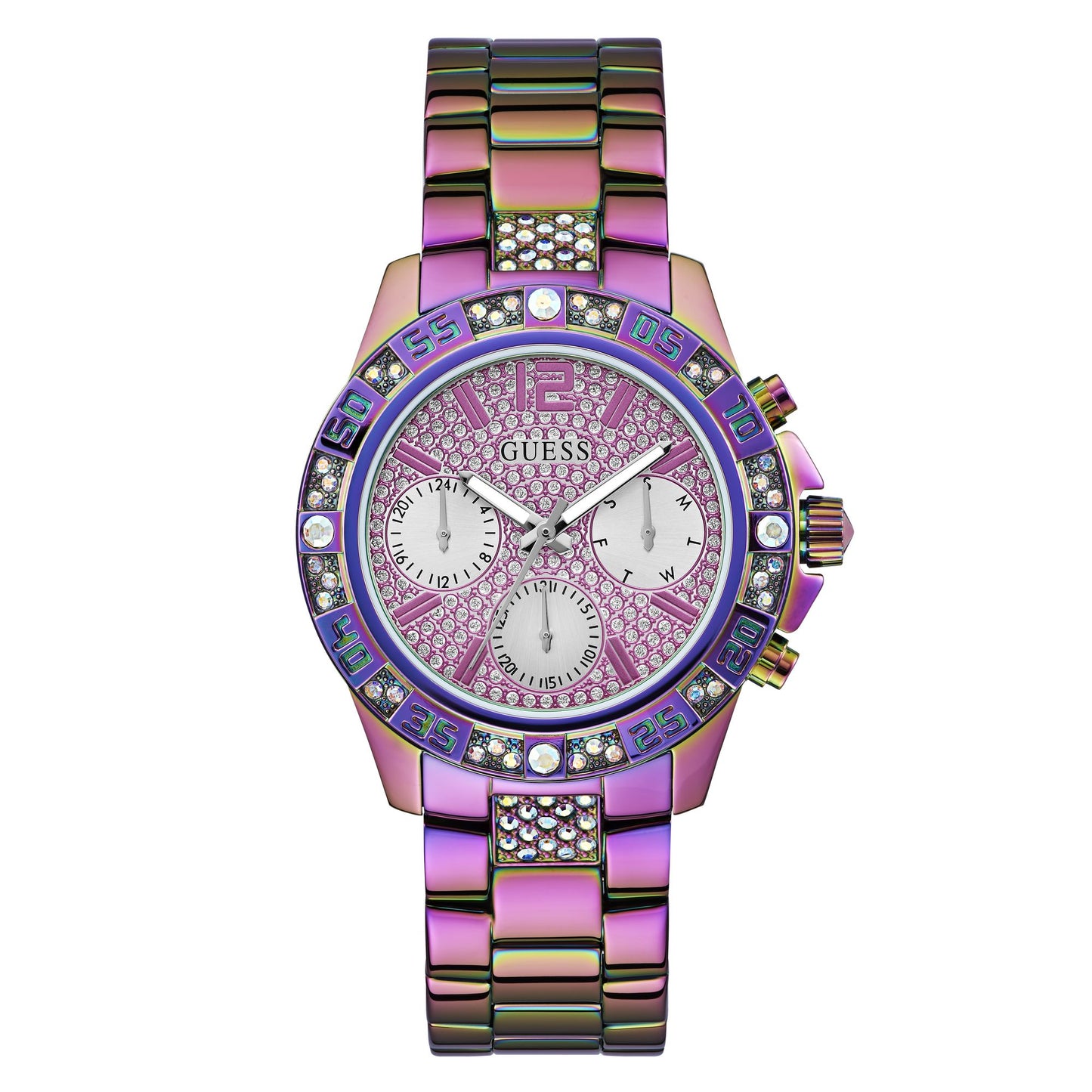 Guess Sport 40 mm Purple Dial Women Chrono  Watch- GW0771L4