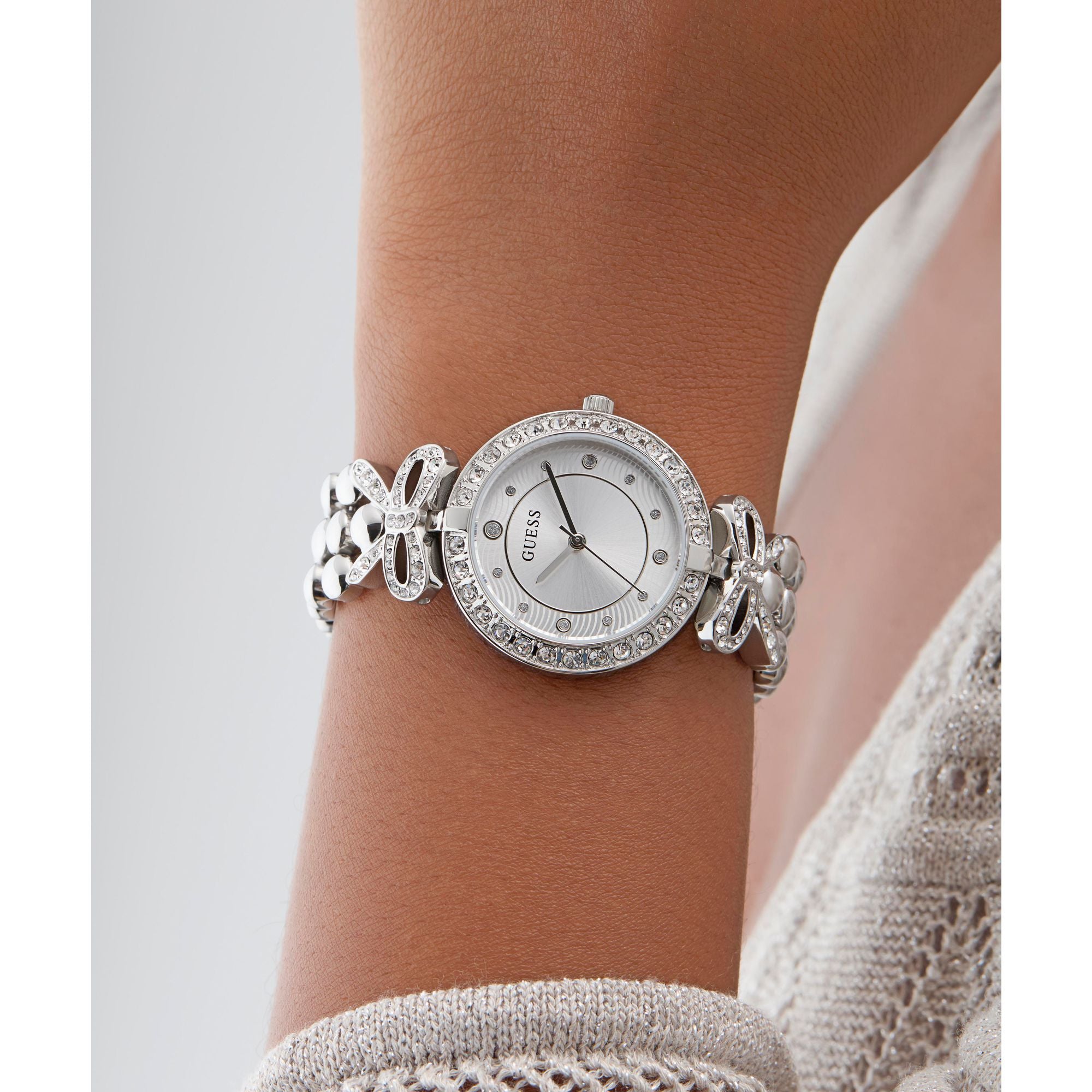 Guess Ribbon 30 mm Silver Dial Women Analog Watch GW0838L1