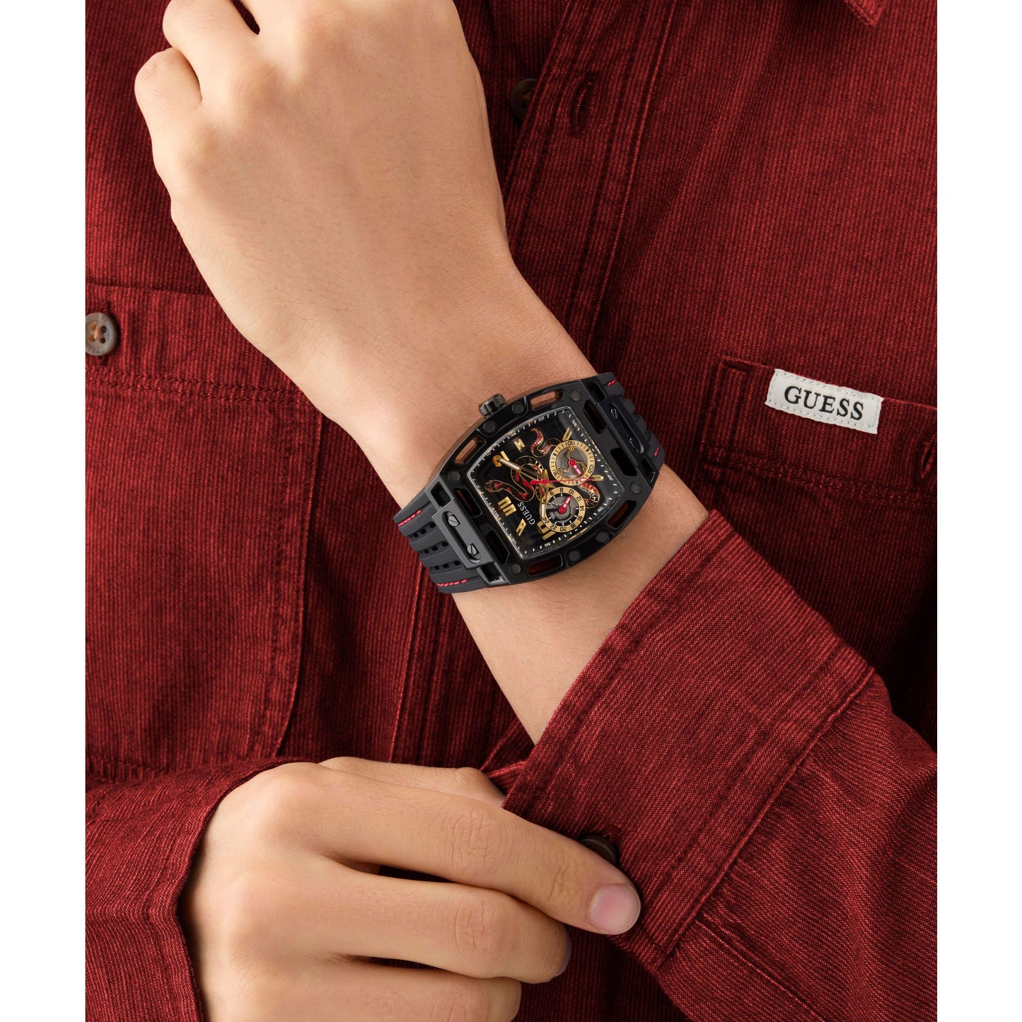 Guess Trend 42 mm Gold Dial Men Chrono  Watch- GW0857G1